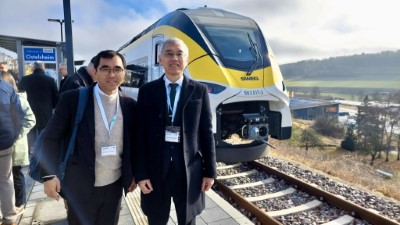 Invited to ride the inaugural train of the Hermann Hesse Railway (Right:  Wang Jau-Pao, Director of 